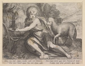 Døperen Johannes som ung mann ved en brønn av Raphaël Sadeler (I)