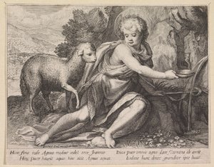 Døperen Johannes som ungdom ved en brønn av Raphaël Sadeler (I)