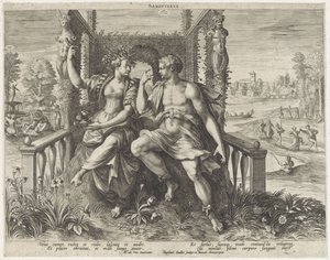 Sanguinisk temperament Sanguineus (tittel på objekt) Vier temperamenten (serietittel) av Raphaël Sadeler (I)