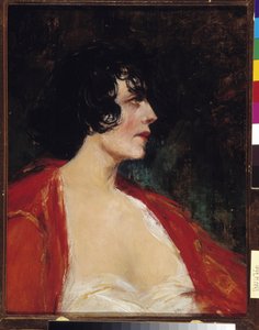 Portrett av kvinne i den røde blusen Maleri av Raymond Allegre (1857-1933) 20. århundre Obligatorisk omtale: Collection fondation regards de Provence, Marseille av Raymond Allegre