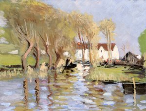 Båt på en kanal, Gironde-elvemunning (gouache på papir)