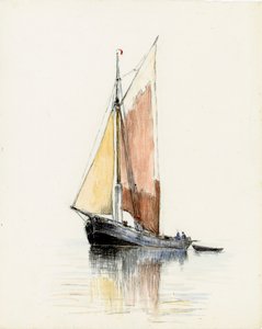 Gabare ved Gironde-elvemunningen (gouache, kull og blyant på papir) av Raymond Bonnefon