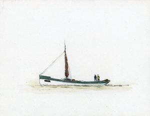 Gabare ved Gironde-elvemunningen (gouache, kull og blyant på papir) av Raymond Bonnefon