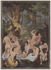 Badegjestene (farge litho) av Raymond Quinsac (after) Monvoisin