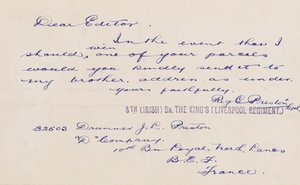 Brev til redaktøren, 1914-18 av Reg G. Preston