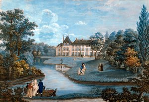 Utsikt over fasaden og parken til slottet Malmaison. Akvarell av Regina Catherine Carrey. Tidlig på 1800-tallet. Malmaison. Musee Du Chateau - Utsikt over forsiden og parken til Malmaison-slottet. Akvarell av Regina Catherine Carey. Tidlig av Regina Catherine Carey