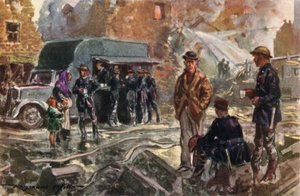 Brannmenn fra britiske nasjonale brannvesen under krigen brukte en mobil kantine under Blitz, andre verdenskrig