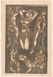 Komposisjon med seks menneskefigurer av Reijer Stolk (signed by artist)
