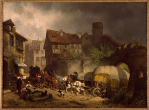 R.Braun, schwabisk landsbyscene av Reinhold Braun