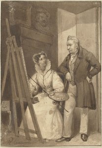 Portrett av Wilhelmina Frederica Sophia av Preussen, prinsesse av Orange-Nassau, med ektemannen kong William I
