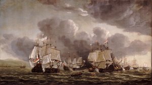 Slaget ved Livorno, 4. mars 1653, ca. 1653 (olje på lerret) av Reinier Nooms