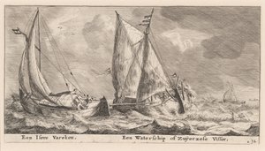 Et "Isere" fartøy og en Waterschip eller Zuiderzee fiskebåt