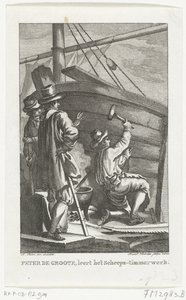 Peter den store arbeider ved Amsterdam Naval Shipyard, andre halvdel av 1700-tallet av Reinier Vinkeles