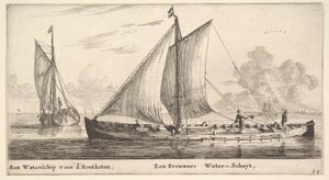Et vannskip som frakter vann til saltverk og et annet som frakter vann for..., 1600-tallet.