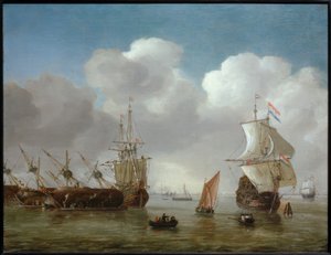Nederlandsk havnescene av Reinier Zeeman
