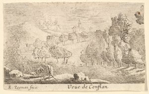 Veüe de Conflans, midten av 1600-tallet. av Reinier Zeeman