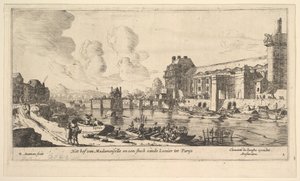 Utsikt over Louvre og Tuileriene, fra Views of Paris and Neighborhoods, plate 1, 1600-tallet. av Reinier Zeeman
