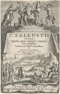 En keiser og rettferdighet på triumfvogn Tittelside for: A. Thysius jr., Opera, quæ extant, omnia, 1659