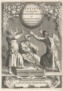 Minerva en twee geketende figurer Tittelside for: A. Thysius, Justinus med de mest utvalgte forskjellige observasjonene og en detaljert gjennomgang, 1650