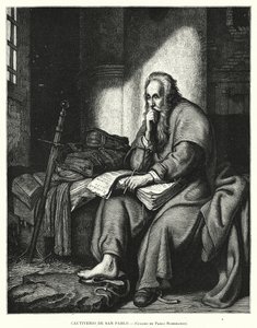 St Paul i fengsel (litho) av Rembrandt Harmensz. van Rijn (after)