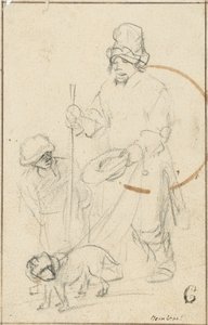 En blind tiggergutt og en hund av Rembrandt van Rijn