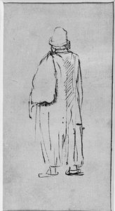 En mann sett bakfra, gående mot venstre (penn og blekk på papir) av Rembrandt Harmensz. van Rijn