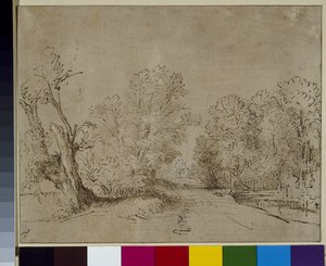 En skogkledd vei, ca. 1650 (penn og blekk på papir) av Rembrandt Harmensz. van Rijn