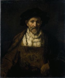 En gammel mann i fantasifull kostyme (olje på lerret) av Rembrandt Harmensz. van Rijn