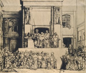 Kristus presenterte for folket: avlang plate av Rembrandt van Rijn