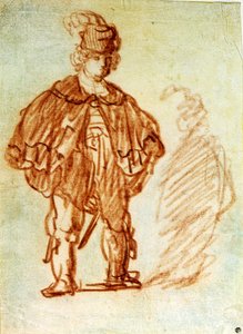 Etude av skuespiller. Dessin de Harmenszoon van Rijn denne Rembrandt (1606-1669) av Rembrandt Harmensz. van Rijn
