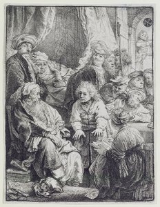 Joseph forteller sine drømmer (etsing) av Rembrandt van Rijn