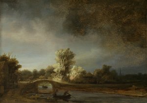 Landskap med steinbro, ca. 1638 (olje på panel) av Rembrandt van Rijn