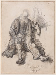 Old Man Seated (The Drunken Lot), ca. 1630-33 (penn, kritt og blekk på papir) av Rembrandt Harmensz. van Rijn