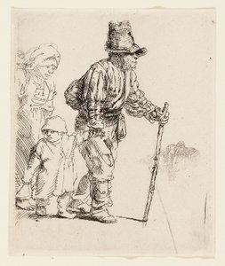 Bondefamilie på trampen, ca. 1652 (radering på kremfarget papir) av Rembrandt Harmensz. van Rijn