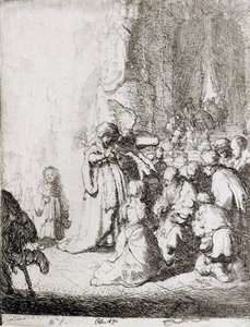 Presentasjon i tempelet (penn og blekk på papir) av Rembrandt van Rijn