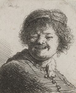 Rembrandt i en caps, ler: Byste av Rembrandt van Rijn