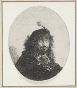 Rembrandt med plymerhette, 1634 av Rembrandt van Rijn