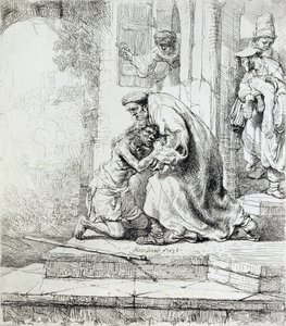 Return of the Prodigal Son (penn og blekk på papir) av Rembrandt van Rijn