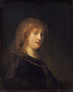 Saskia van Uylenburgh, ca. 1634-1640 (olje på panel) av Rembrandt van Rijn