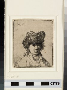 Selvportrett i pelslue av Rembrandt van Rijn