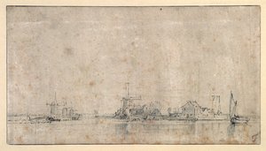 The Amstel at the Omval, ca. 1650-53 (penn og blekk med vask på papir) av Rembrandt Harmensz. van Rijn