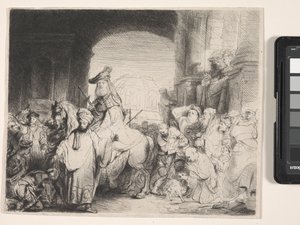 Mordekais triumf (etsing og tørrpunkt) av Rembrandt Harmensz. van Rijn