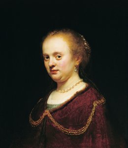 Ung kvinne med en gullkjede av Rembrandt Harmensz. van Rijn