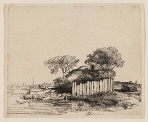 En hytte med hvit bleking av Rembrandt van Rijn