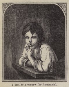 En jente ved et vindu av Rembrandt van Rijn