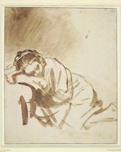 En ung kvinne som sover Hendrickje Stoffels, ca 1654 av Rembrandt van Rijn