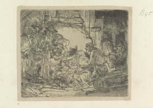 Tilbud der herders: met de olielamp Samling av åttifem originaltrykk (serietittel) av Rembrandt van Rijn