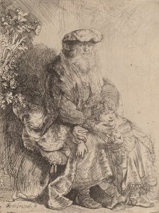 Abraham Caressing Isaac, ca. 1637. av Rembrandt van Rijn
