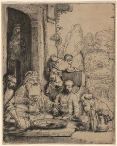 Abraham underholder englene av Rembrandt van Rijn
