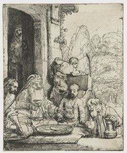 Abraham underholdt englene av Rembrandt van Rijn
